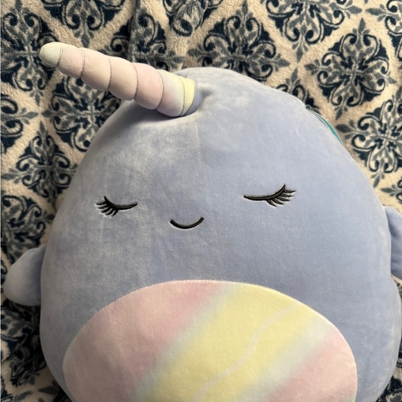 Squishmallow Naomi Plush Narwhal Pillow - Blue and Pastel Sz Large New with Tags - Picture 9 of 12